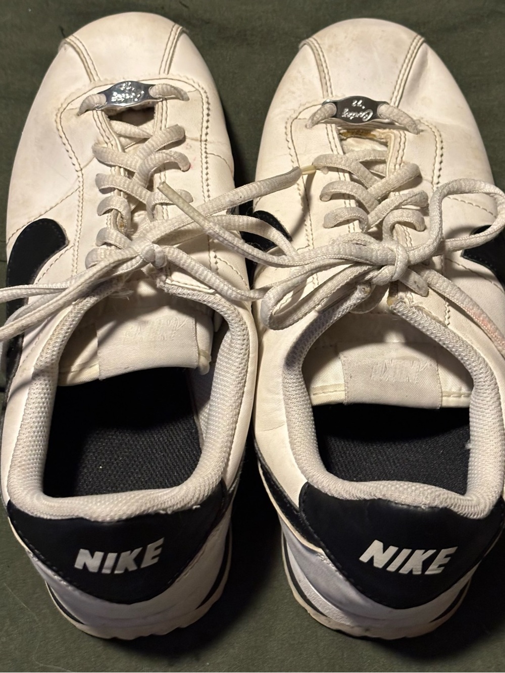 Nike White and Black Low-Top Cortez Sneakers